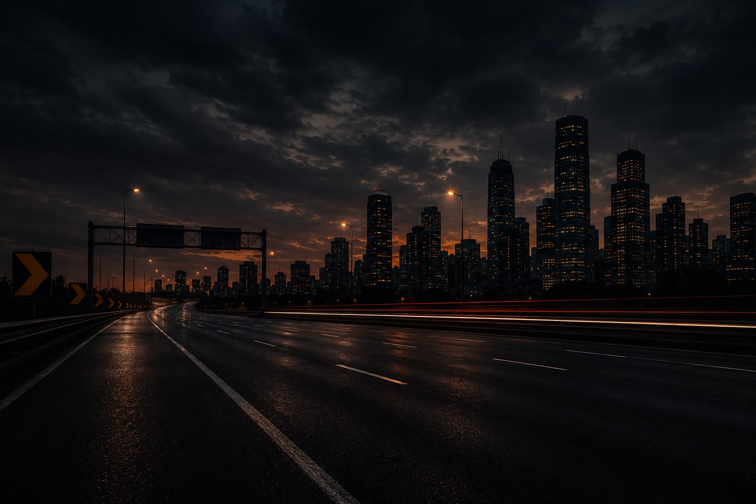 Rodovia da região norte de São Paulo ao entardecer